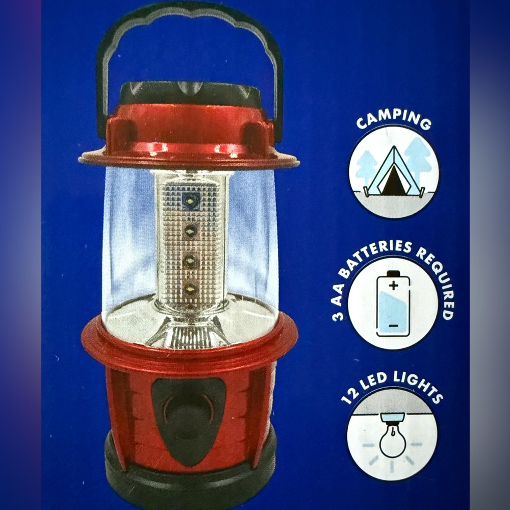 LED Camping Lantern Red with carry handle 🆕 1 count - Picture 1 of 4